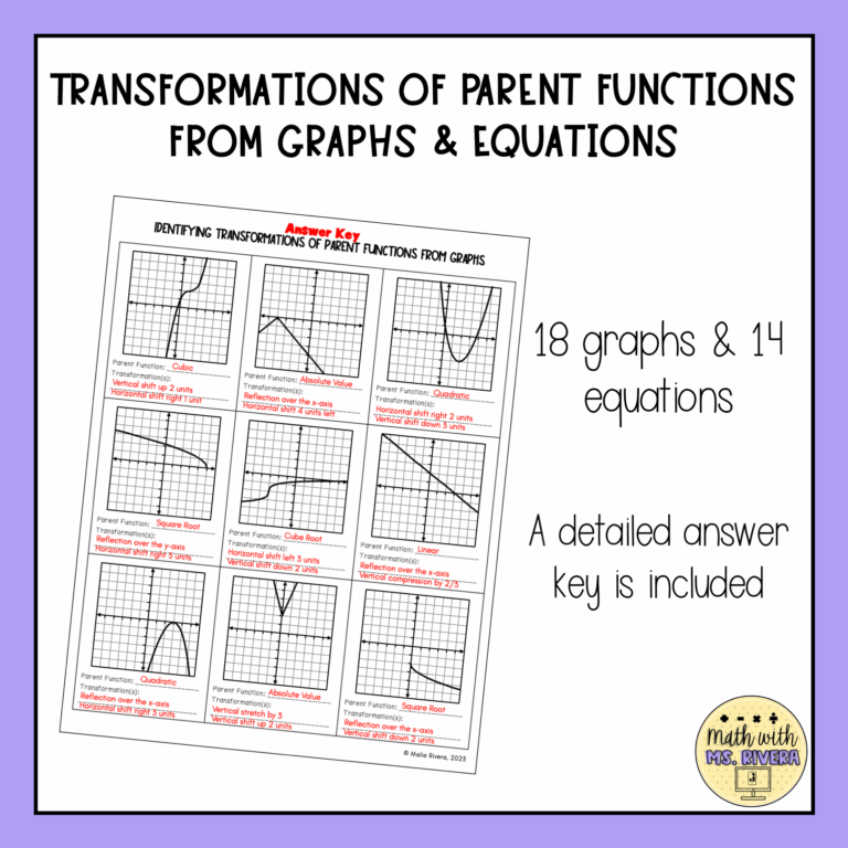 Identifying Transformations Of Parent Functions Worksheets Made