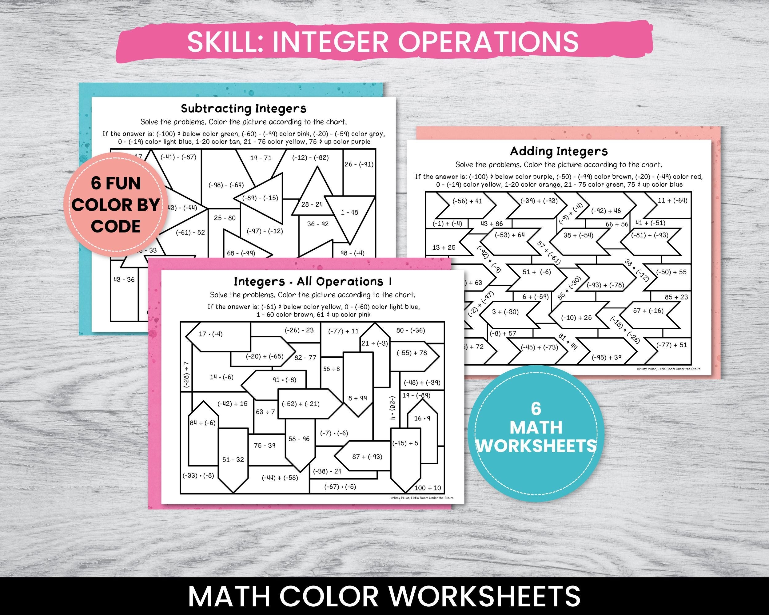 Integer Operations Maze Worksheet Answer Key