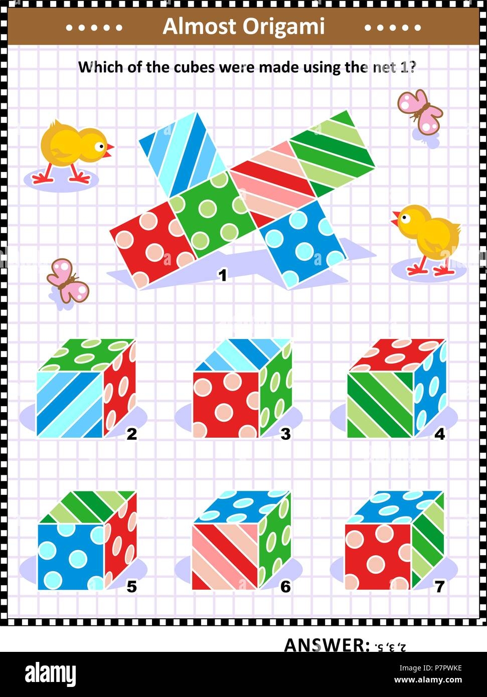 IQ Training Visual Math Puzzle suitable Both For Kids And Adults When The 1 Is Folded To Form A Cube Which Of The 2 7 Can Be Produced Stock Vector Image U0026 Art Alamy