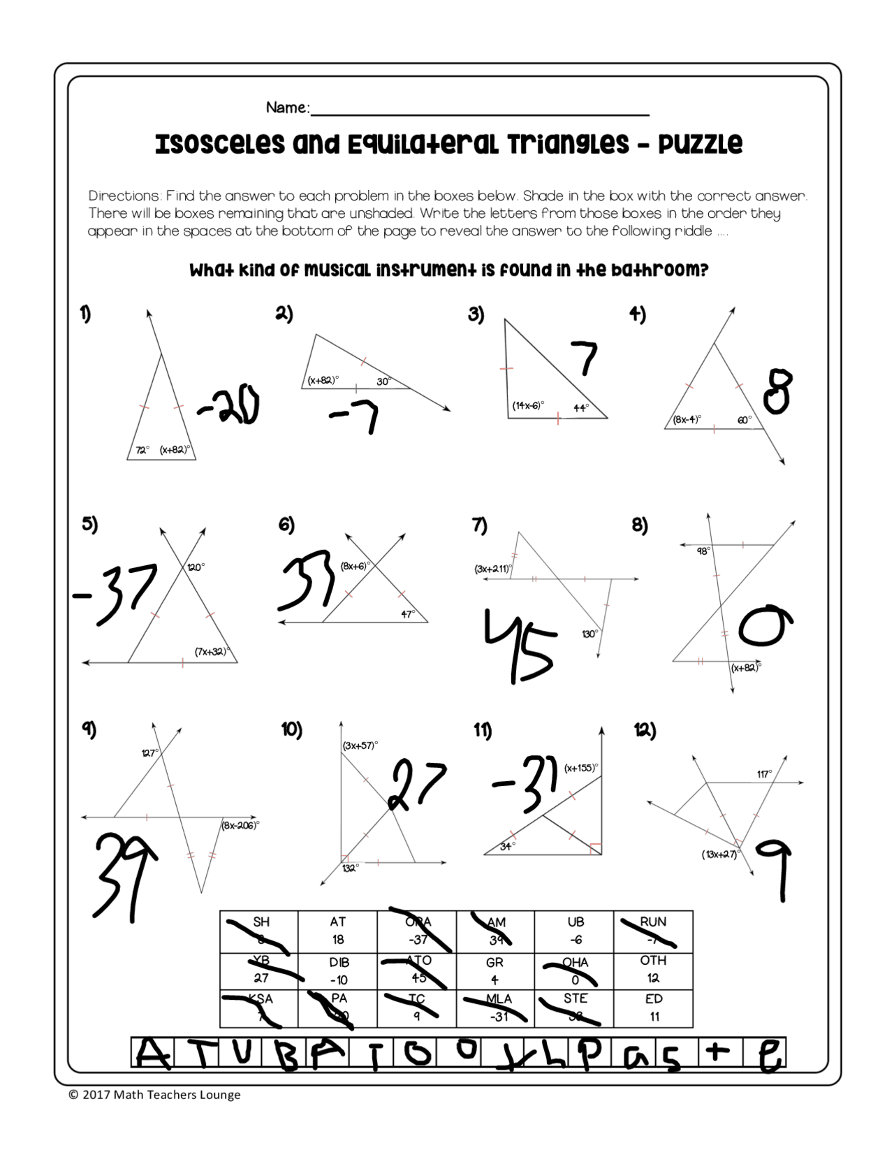Special Right Triangles Maze Worksheet Answers Pdf