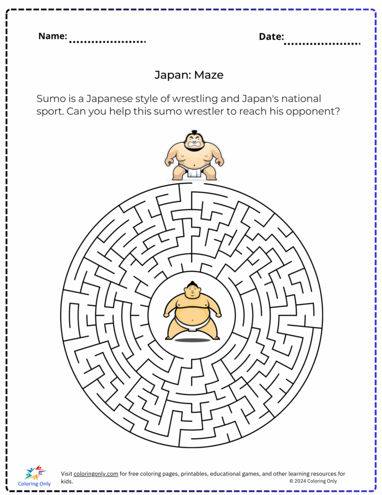 Japan Maze Free Printable Worksheet
