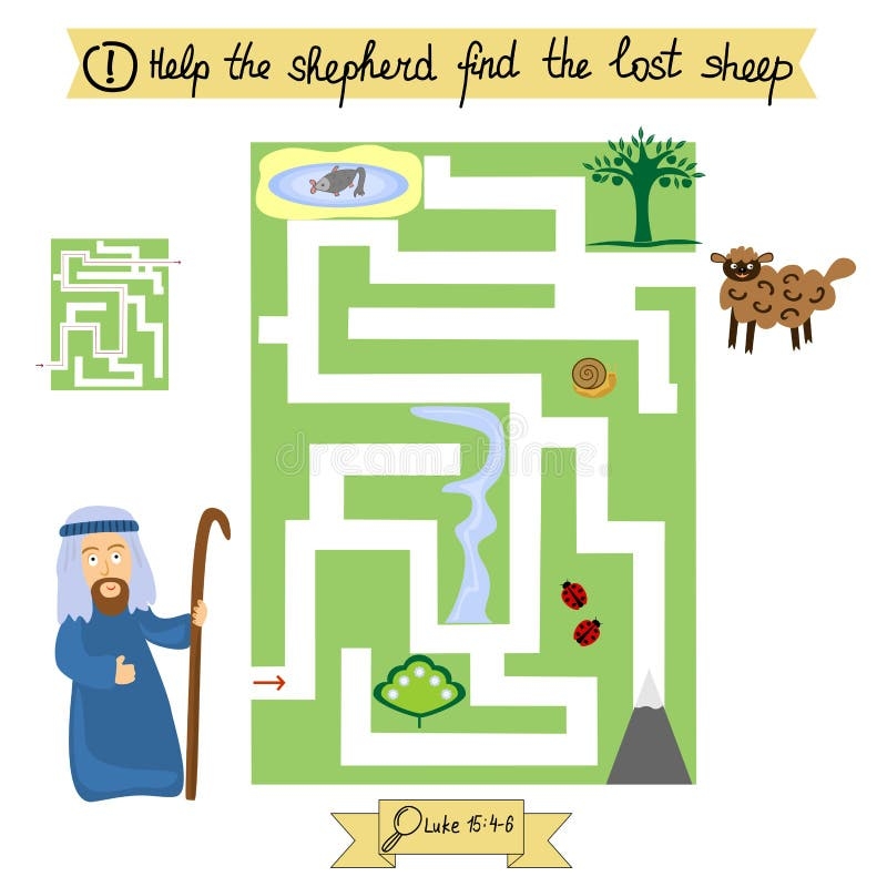 Job For Children Complete The Maze And Find Lost Sheep Sunday School Stock Vector Illustration Of Cute Maze 75060248