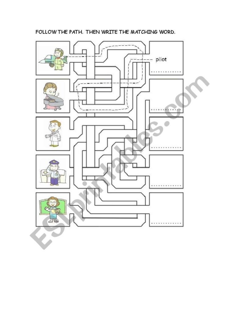 Jobs Maze And Writing ESL Worksheet By Bittens5