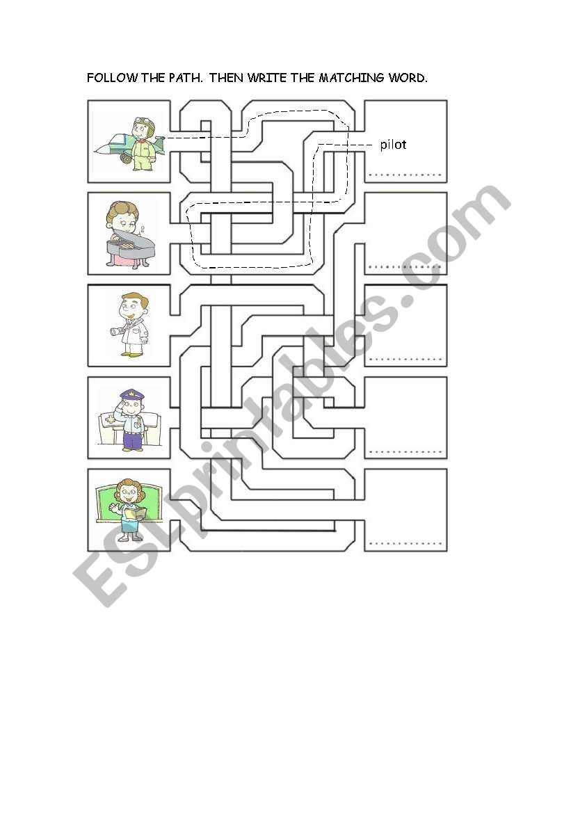 Jobs Maze And Writing ESL Worksheet By Bittens5