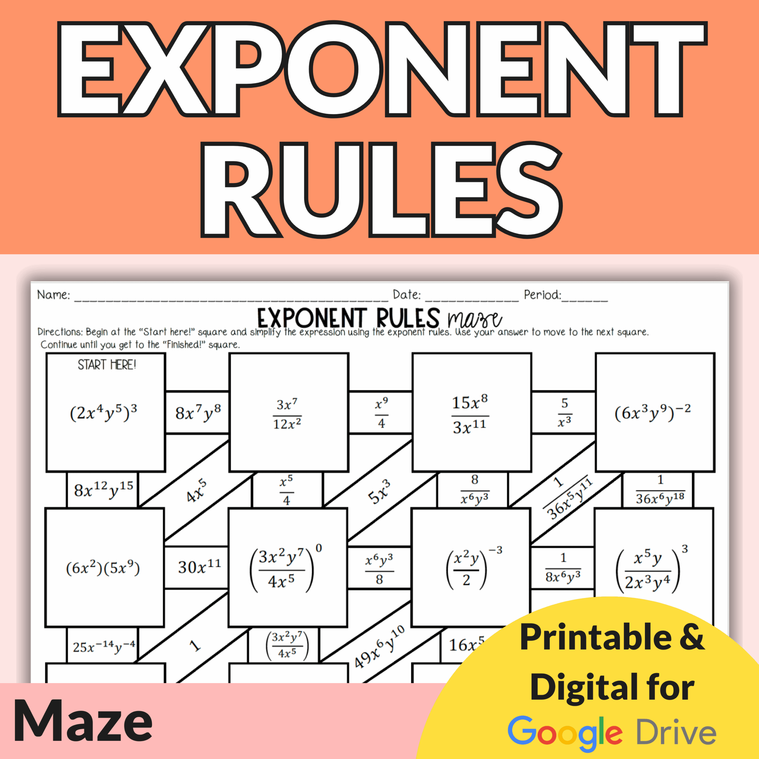 Key Rules Exponent Rules Maze Lindsay Bowden 