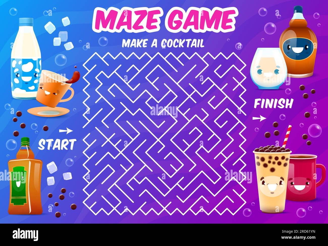 Labyrinth Maze Make A Cocktail Drink Labyrinth Quiz Find Way Vector Playing Activity Page Or Search