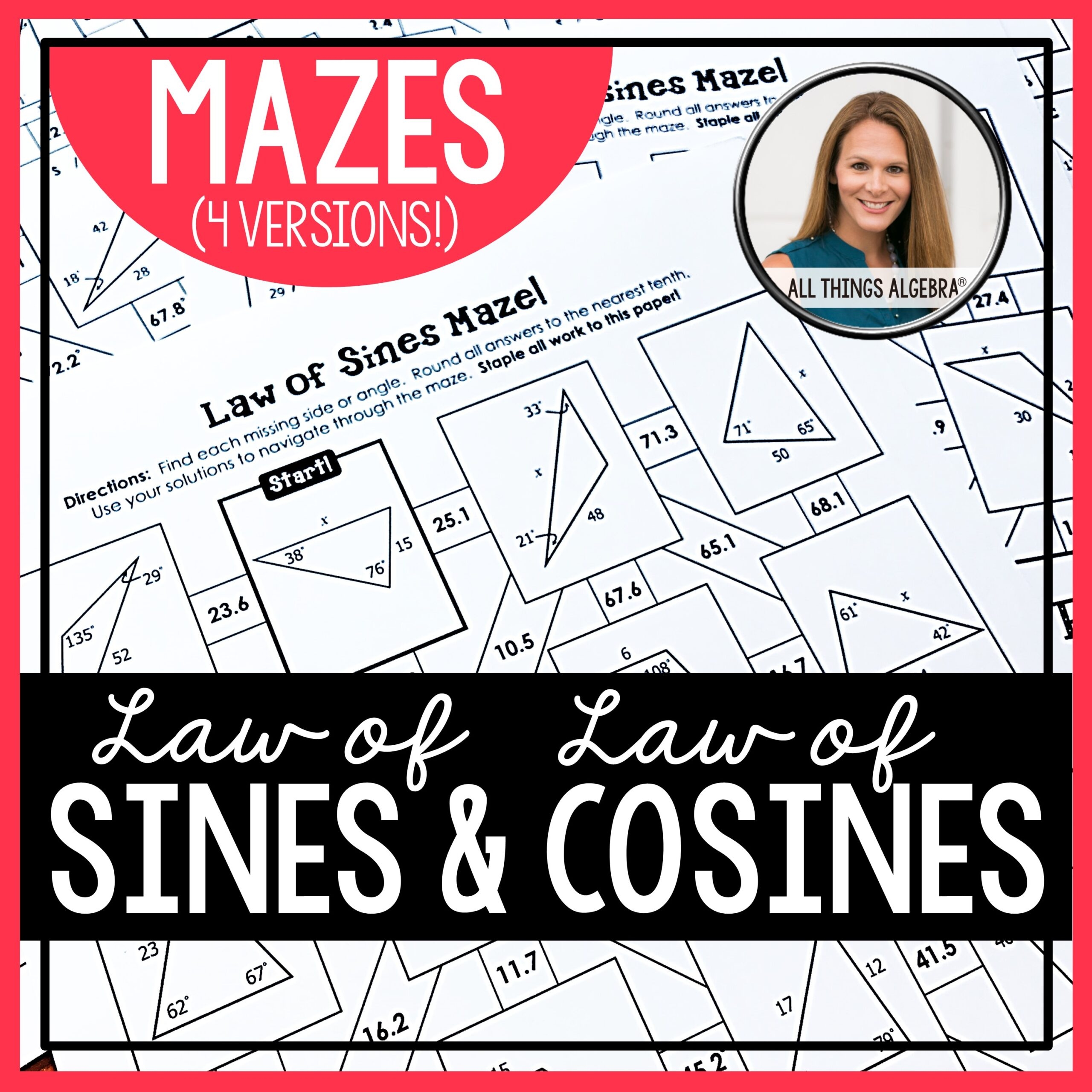 Law Of Sines And Law Of Cosines Mazes