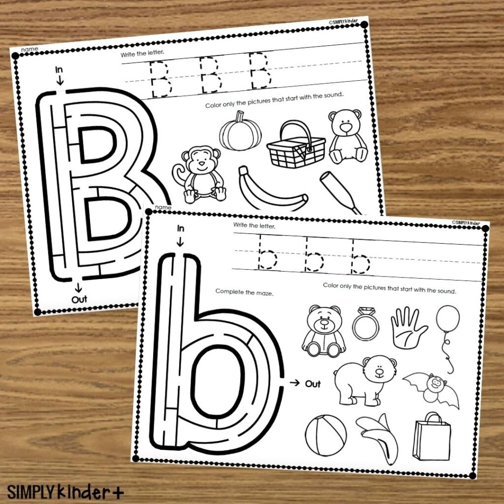 Letter B Alphabet Mazes Simply Kinder Plus