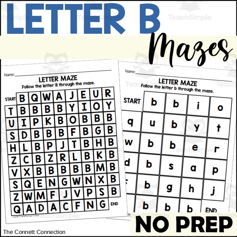 Letter B Mazes Worksheets
