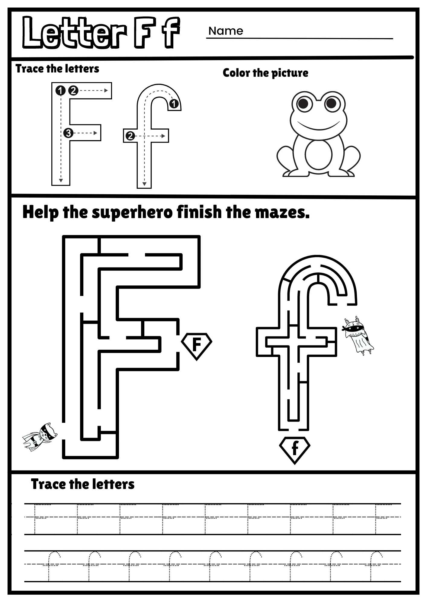 Letter F Maze Worksheet