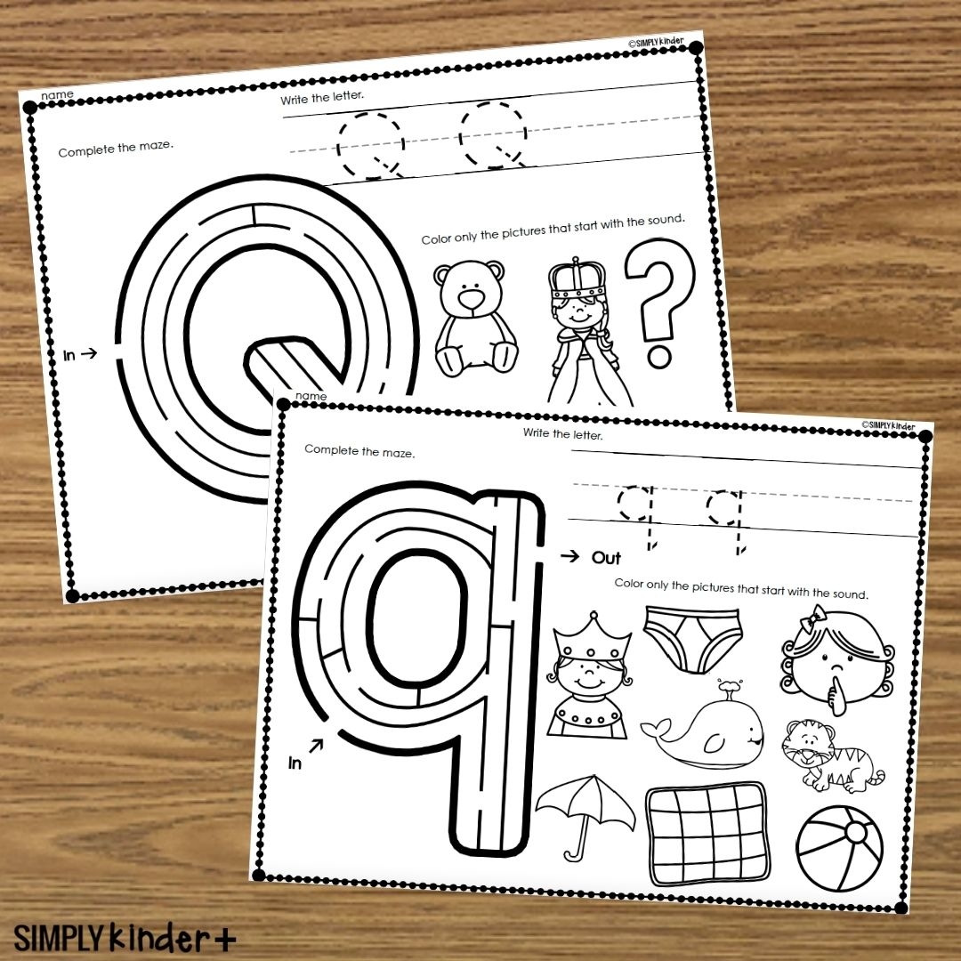 Letter Q Alphabet Mazes Simply Kinder Plus