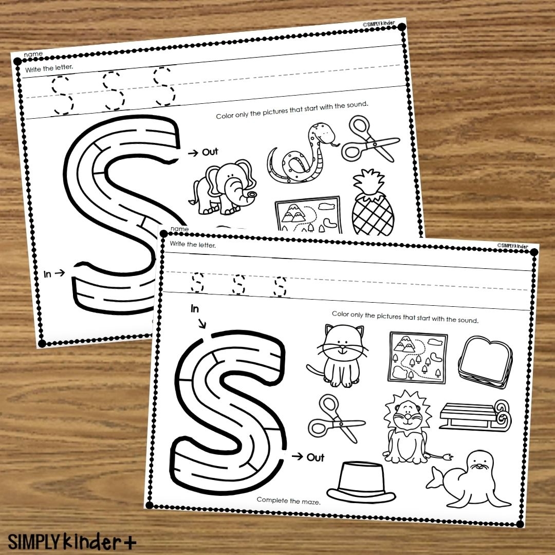 Letter S Alphabet Mazes Simply Kinder Plus