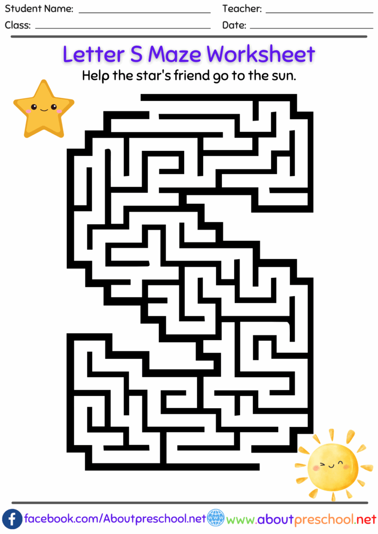 Letter S Maze Worksheet Archives About Preschool