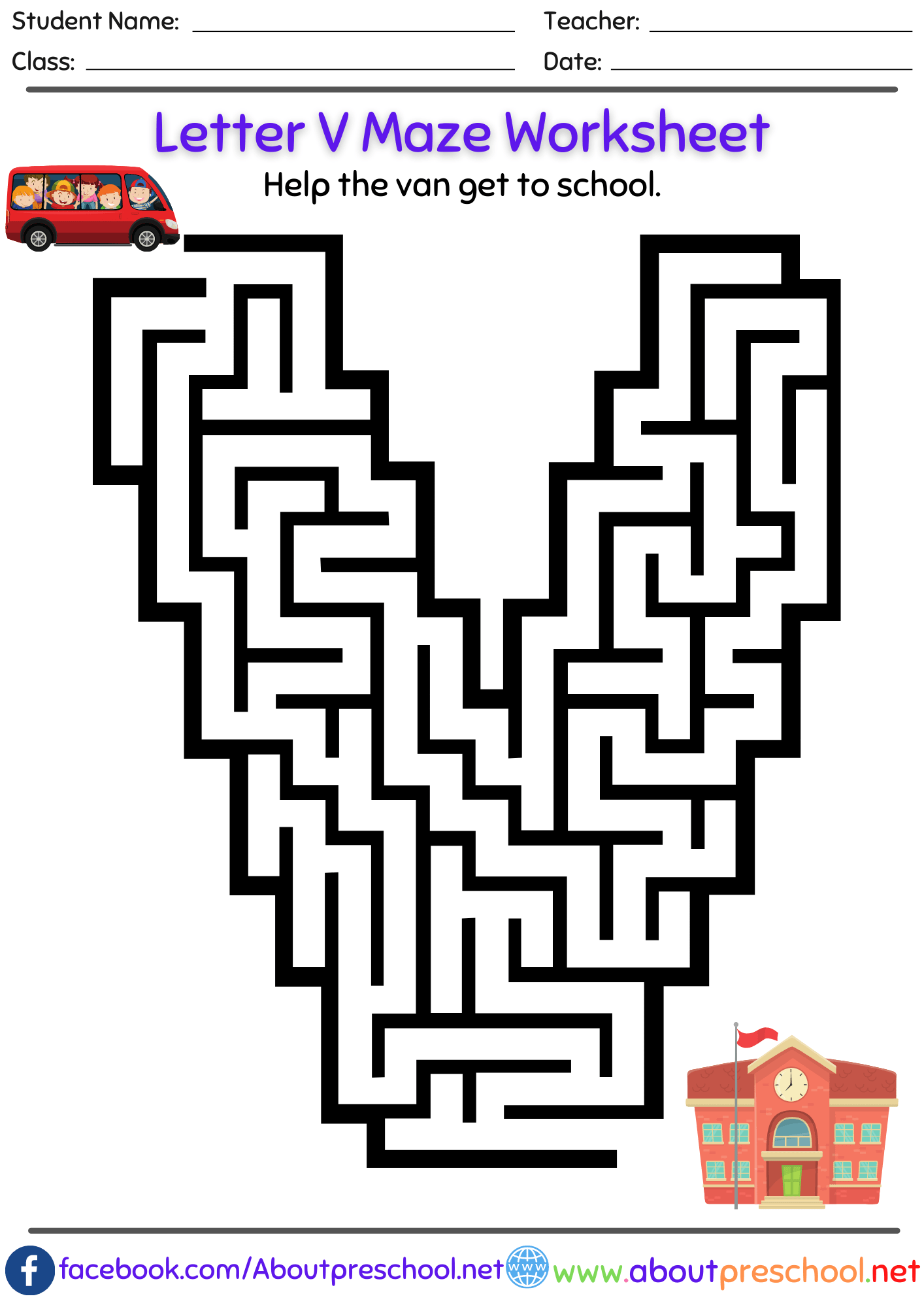 Letter V Maze Worksheet Archives About Preschool Worksheets Library