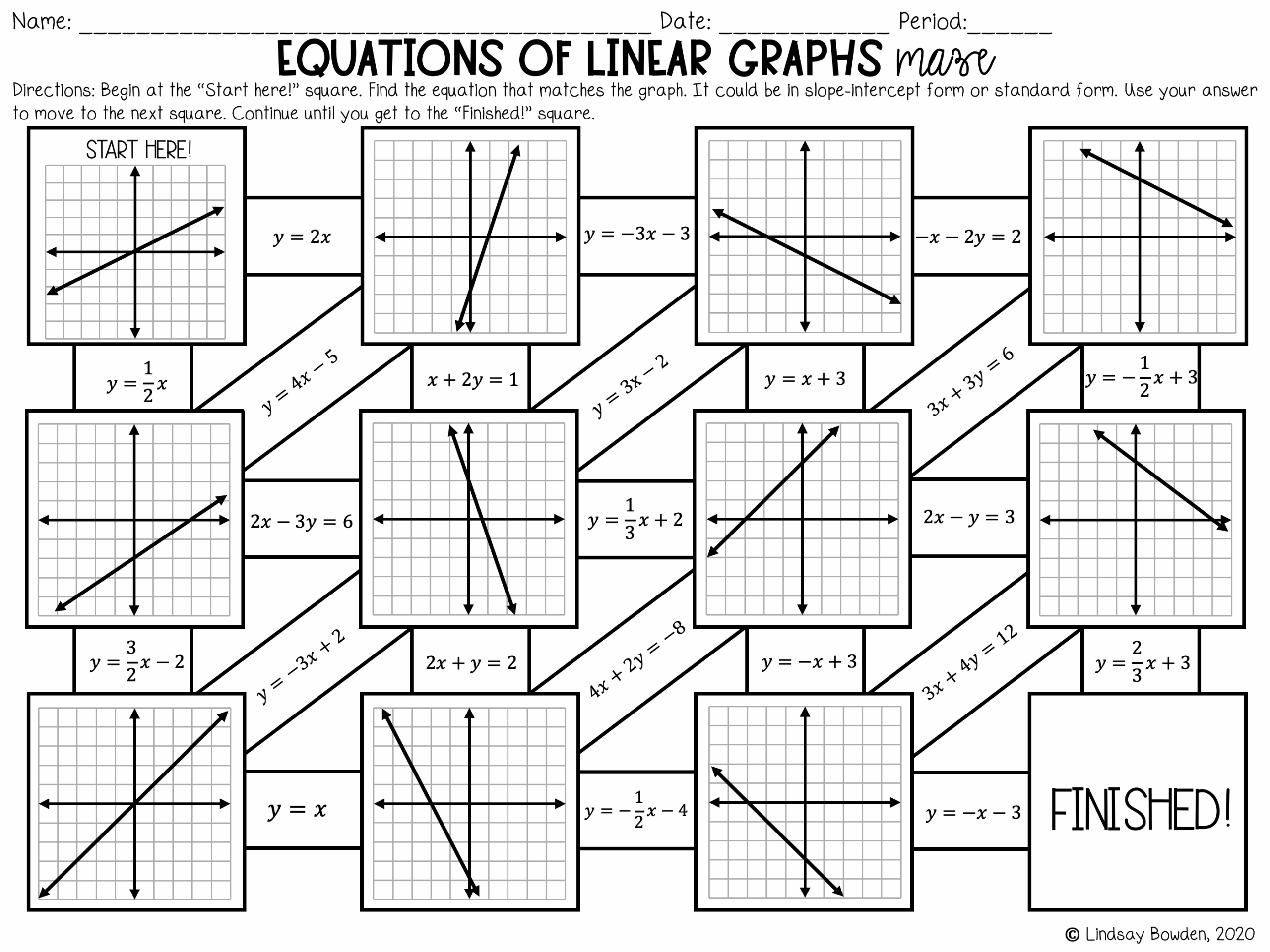 Linear Graphs Digital Maze Lindsay Bowden