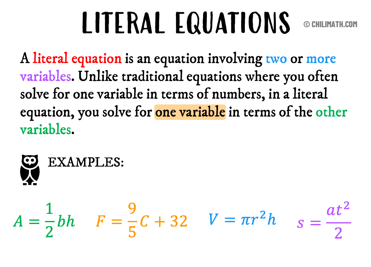 Literal Equations And Authentic Formulas