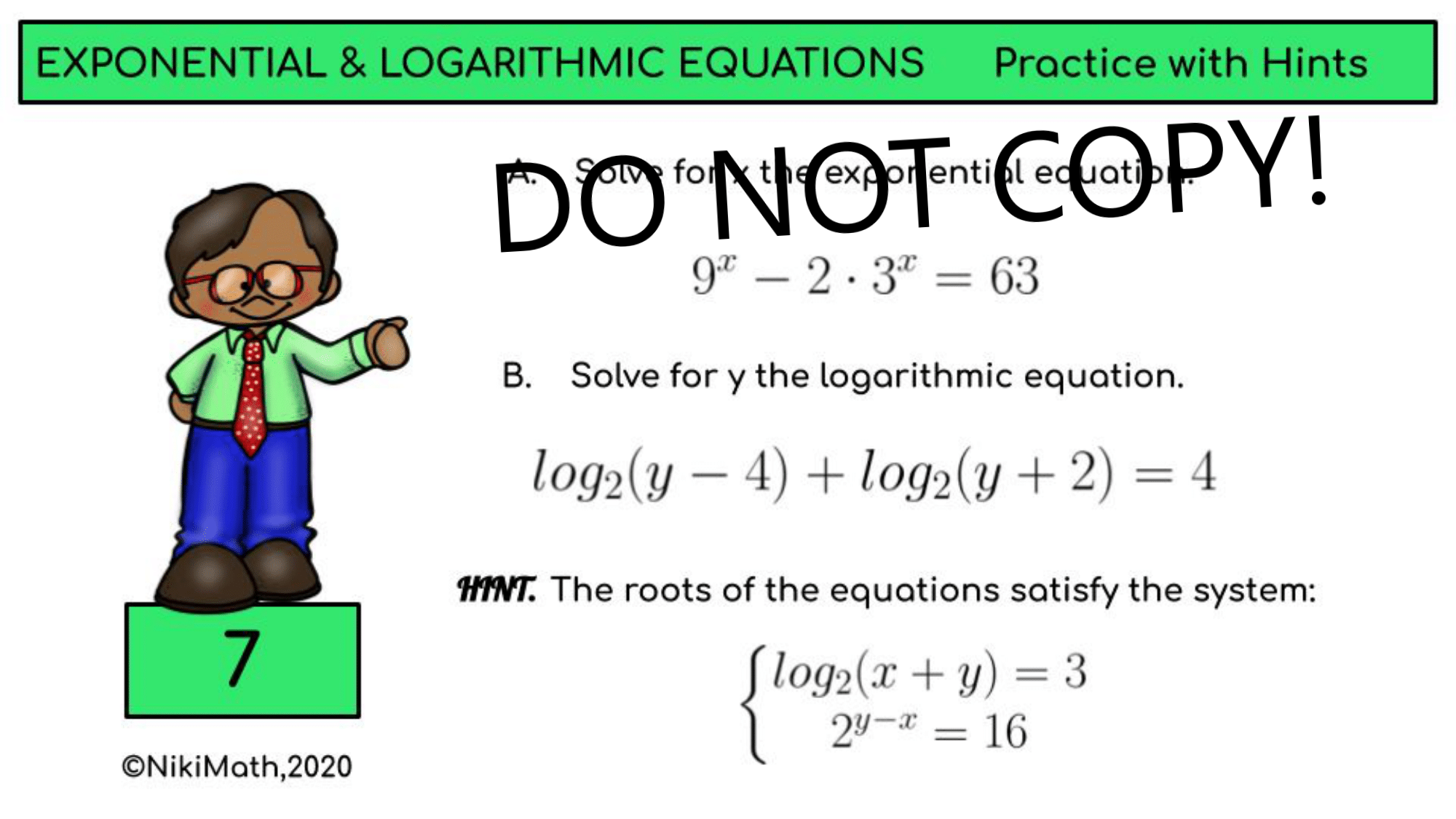 Logarithmic Equations Store Shopping Maze