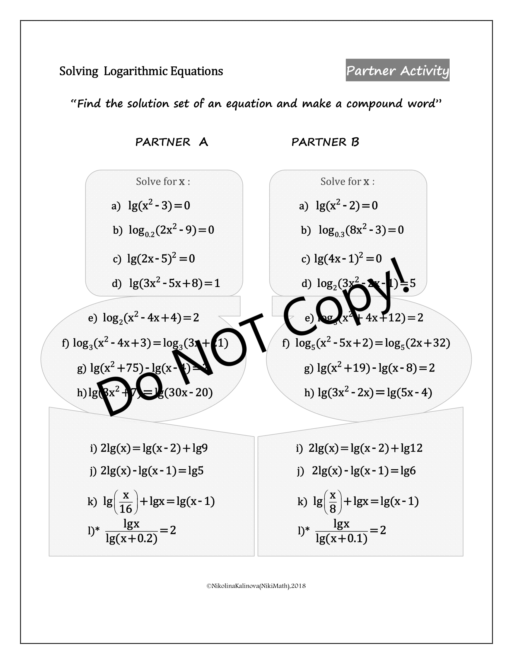 Logarithmic Equations Store Shopping Maze