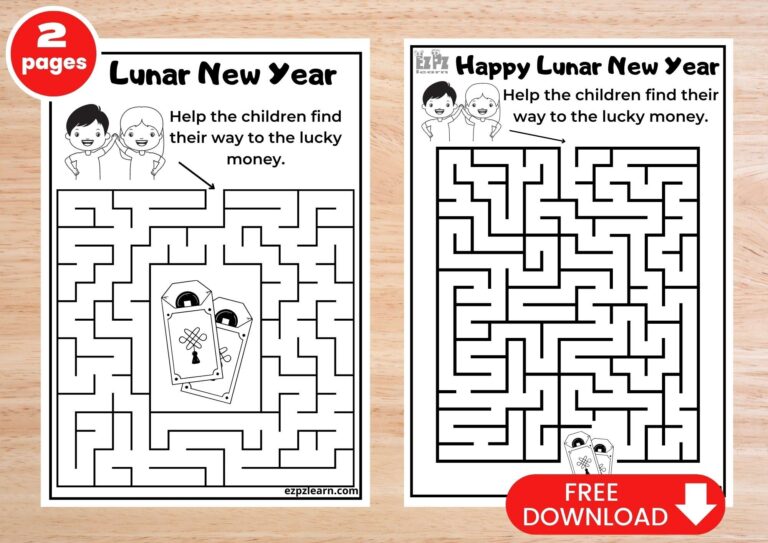 Lunar Chinese New Year Maze Free PDF Download Ezpzlearn