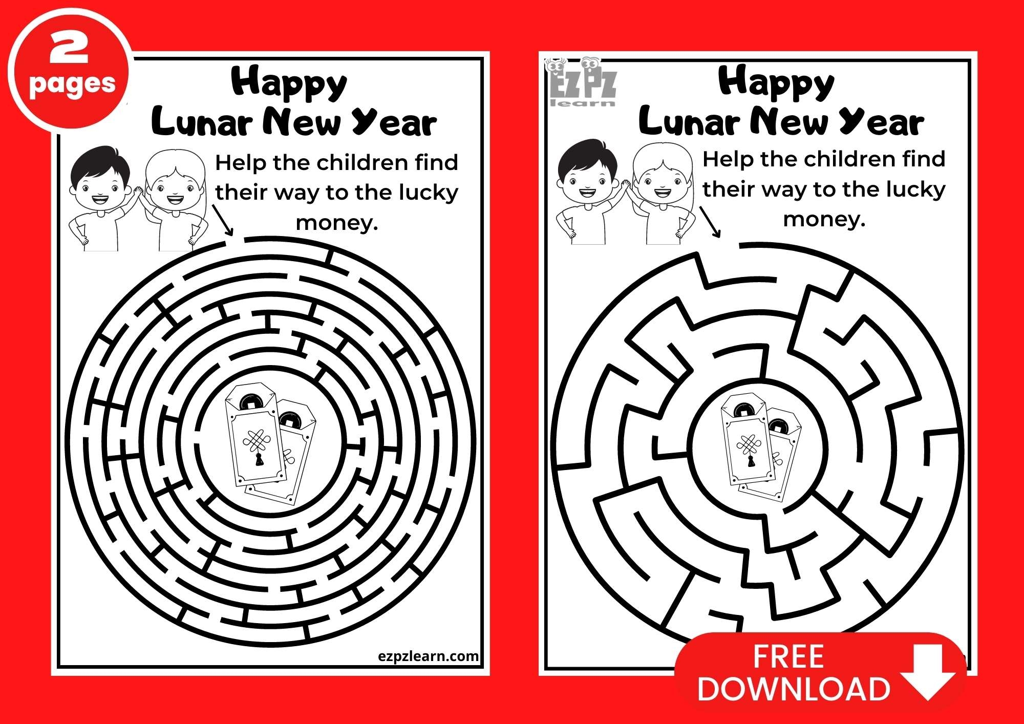 Lunar New Year Maze 1 Free PDF Download Ezpzlearn