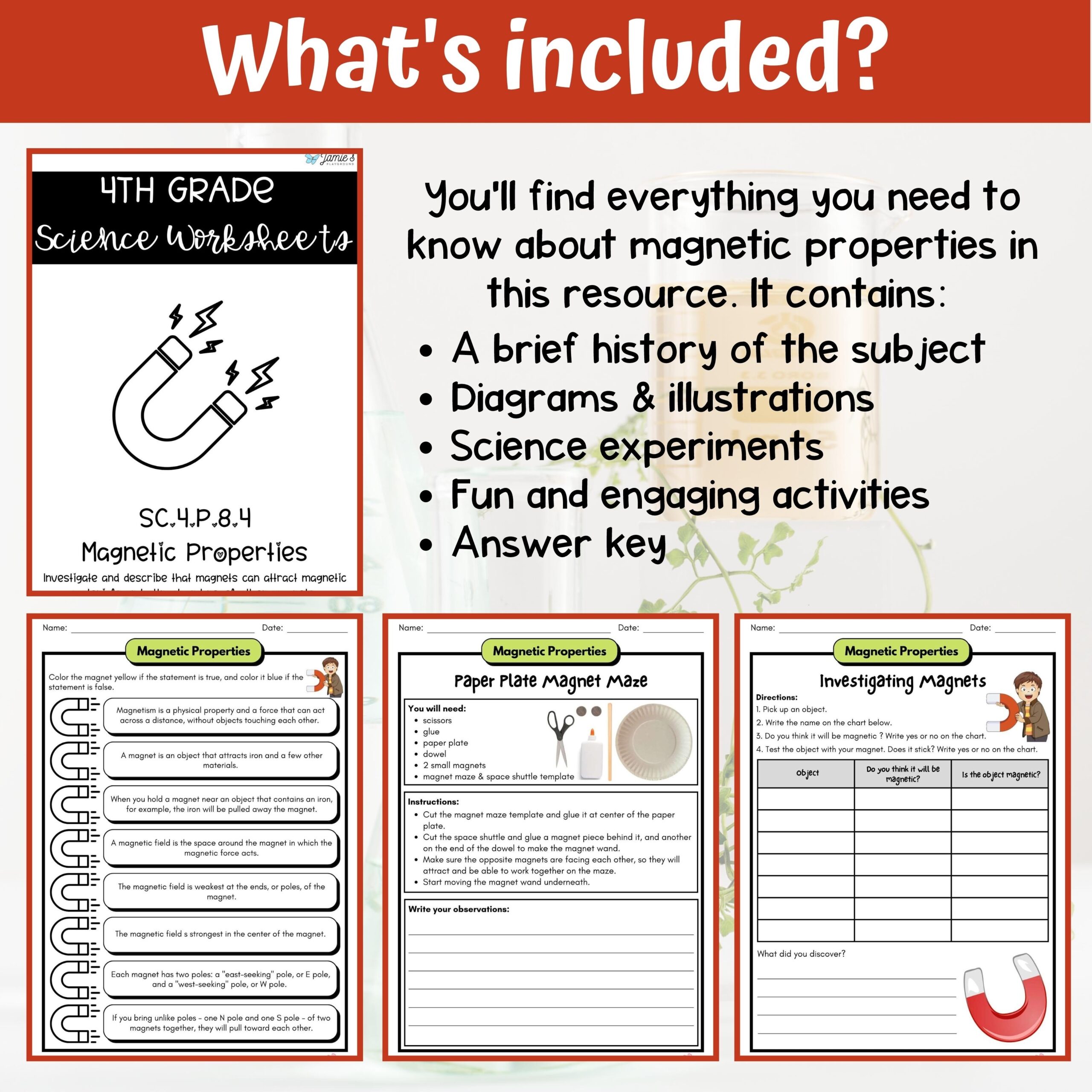 Magnetic Properties Activity U0026 Answer Key 4th Grade Physical 