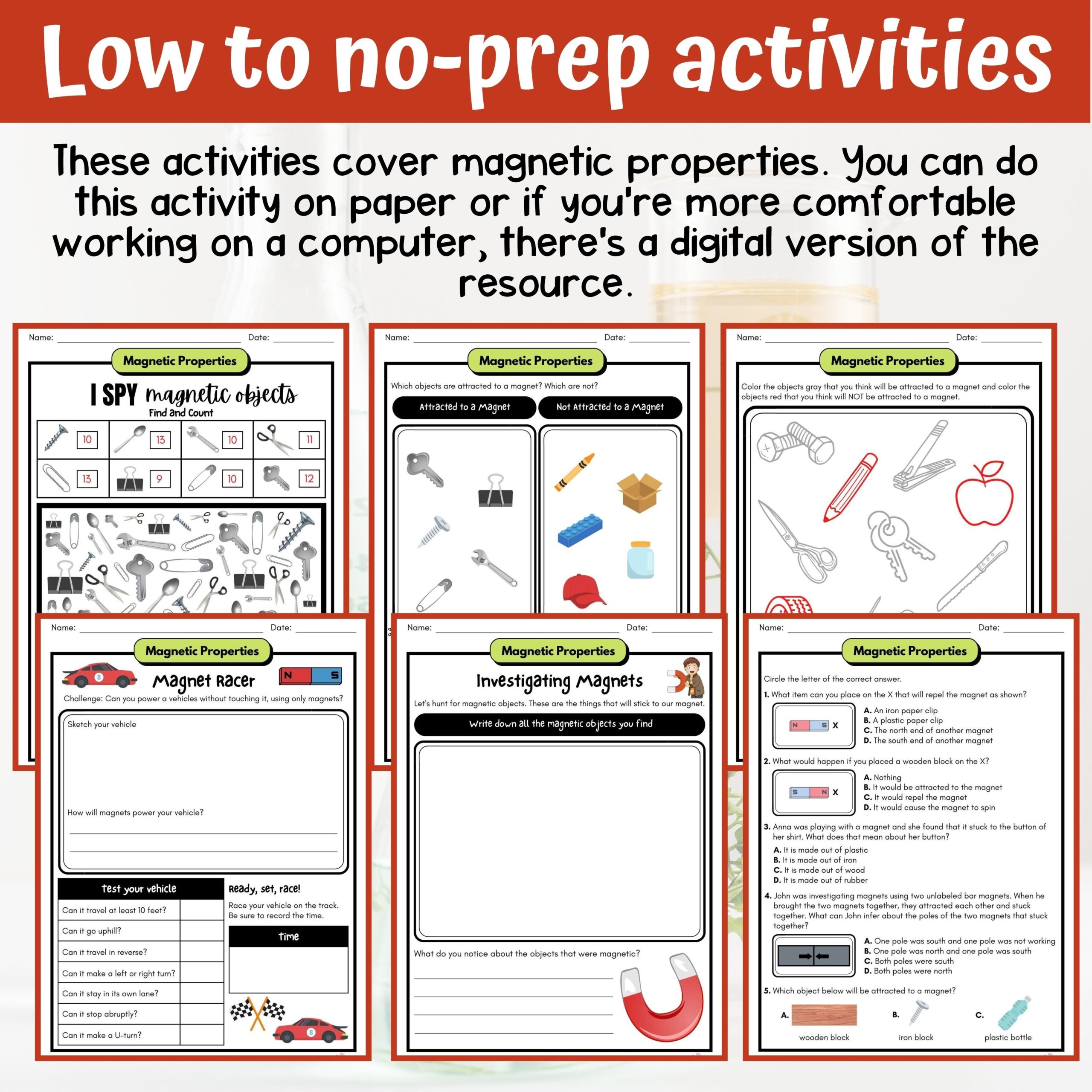 Magnetic Properties Activity U0026 Answer Key 4th Grade Physical Science Classful