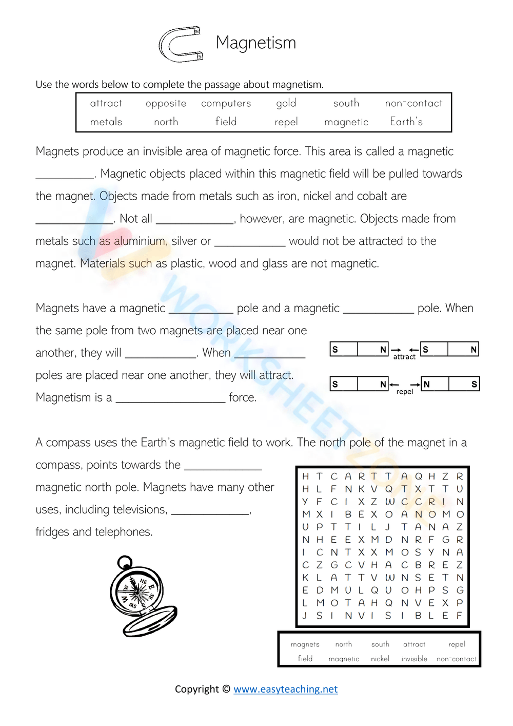 Magnetism Maze Worksheet Answer Key