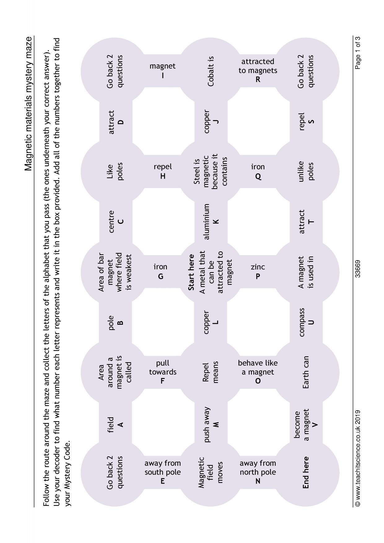 Magnetic Maze Worksheet