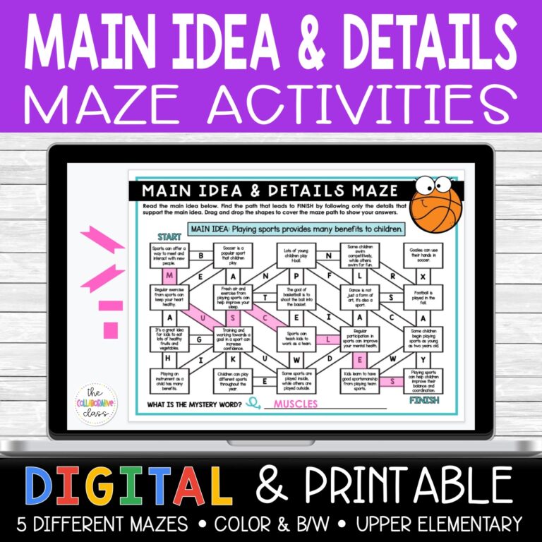 Main Idea Activities Maze Puzzles Distance Learning The Collaborative Class