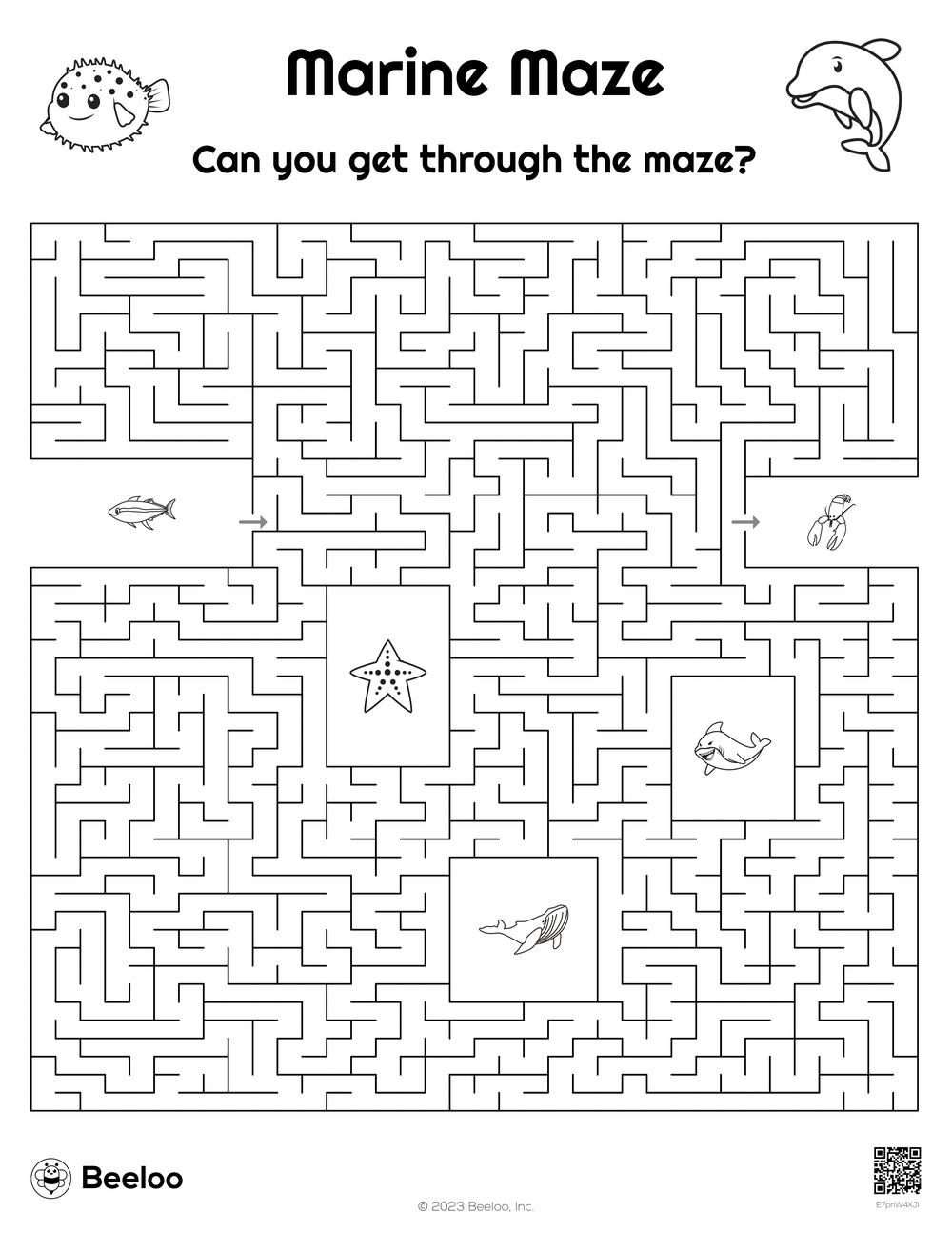 Marine Maze Beeloo Printable Crafts And Activities For Kids Worksheets Library