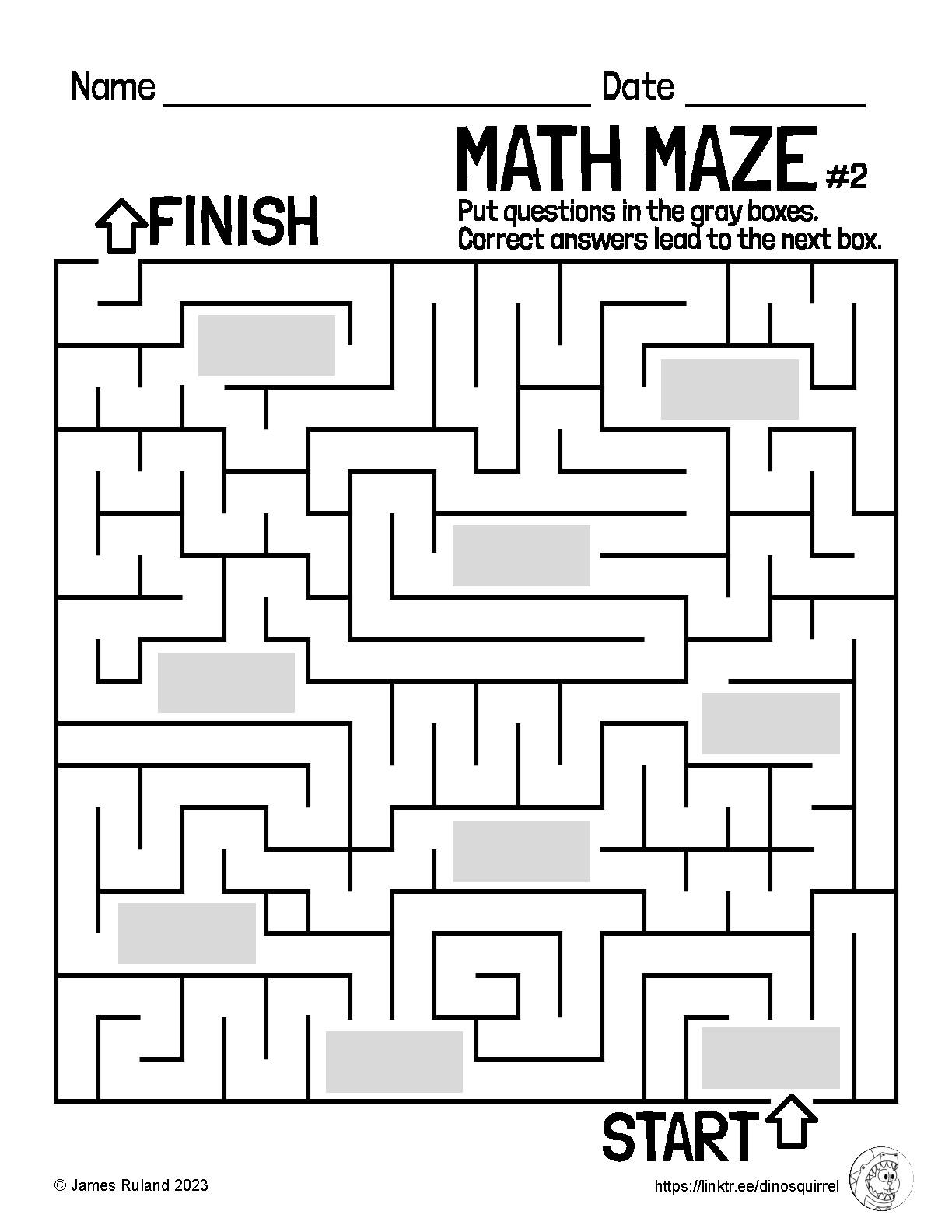 MATH MAZE Addition And Subtraction Within 20 Customizable Math 