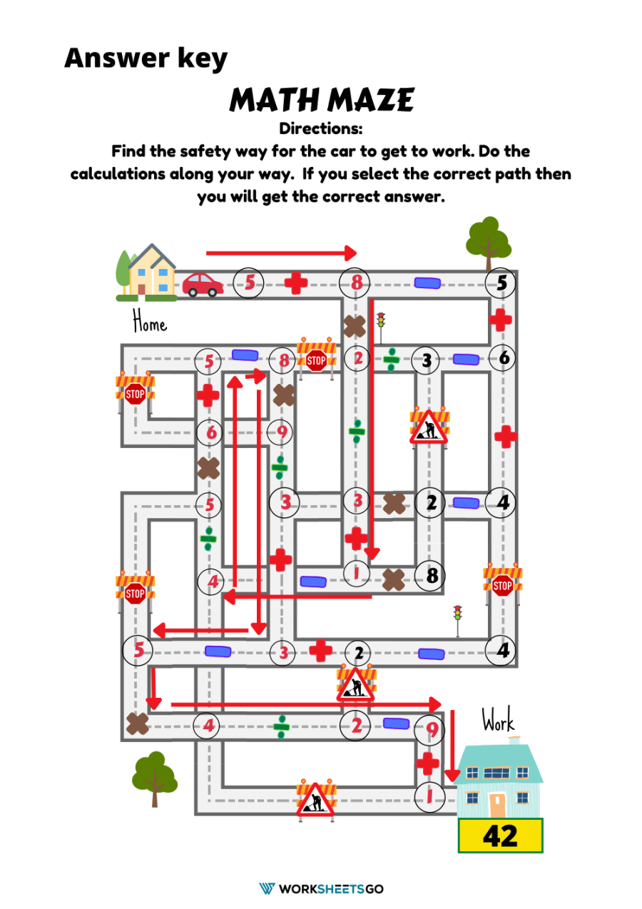 Math Worksheet Maze Multiplication