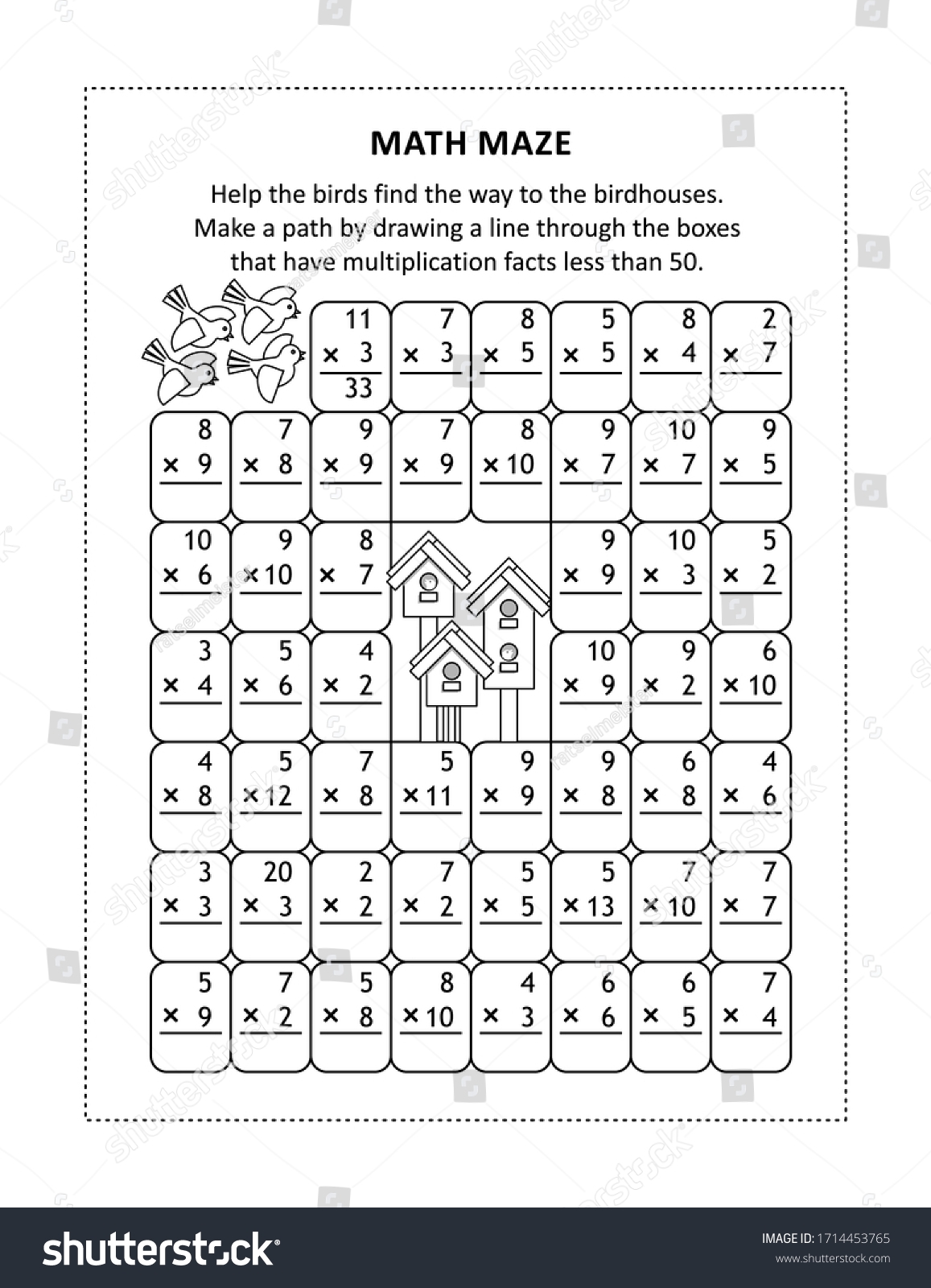 Math Maze Young Students Learn Reinforce Stock Vector Royalty 
