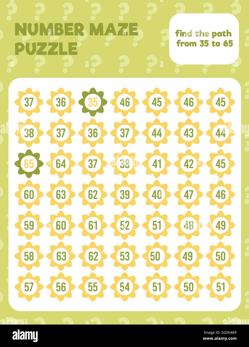 Math Number Maze Puzzle Prinatble Math Worksheet Page Easy Colorful Math Worksheet Practice For Kids In Preschool Elementary And Middle School Stock Vector Image U0026 Art Alamy