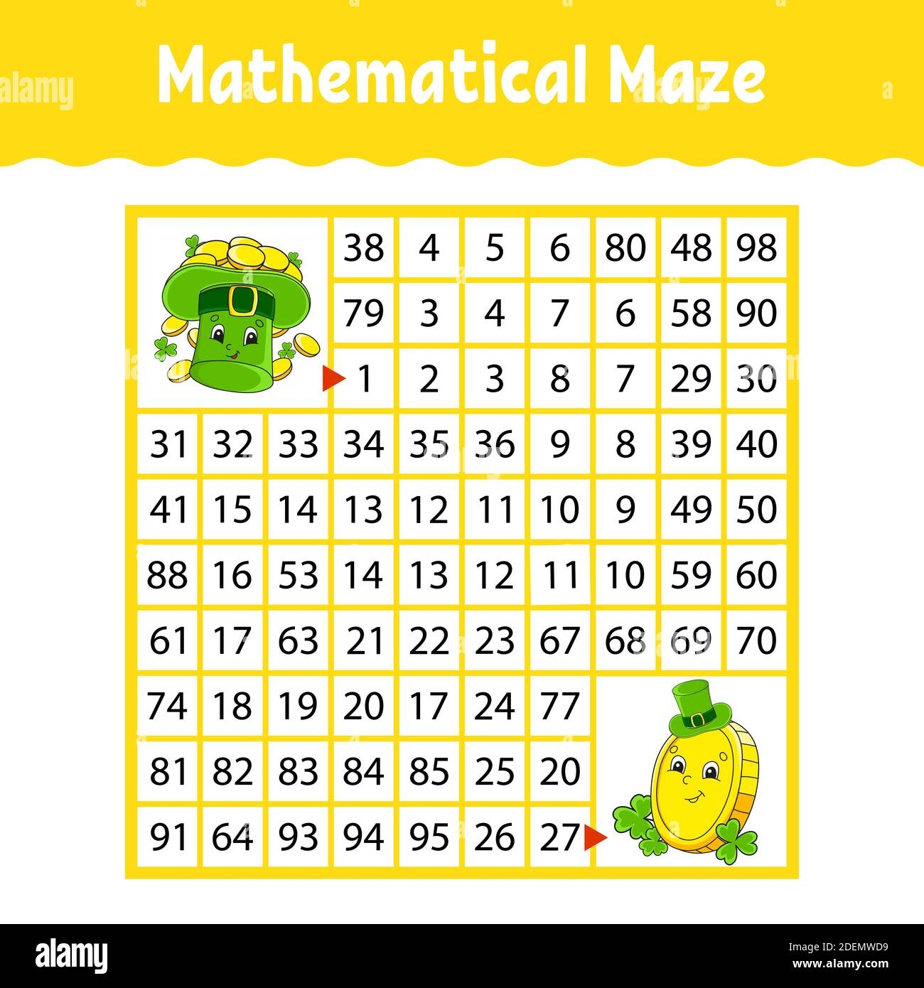 Mathematical Square Maze Game For Kids Number Labyrinth Education Worksheet Activity Page Puzzle For Children Cartoon Characters Color Vector I Stock Vector Image U0026 Art Alamy