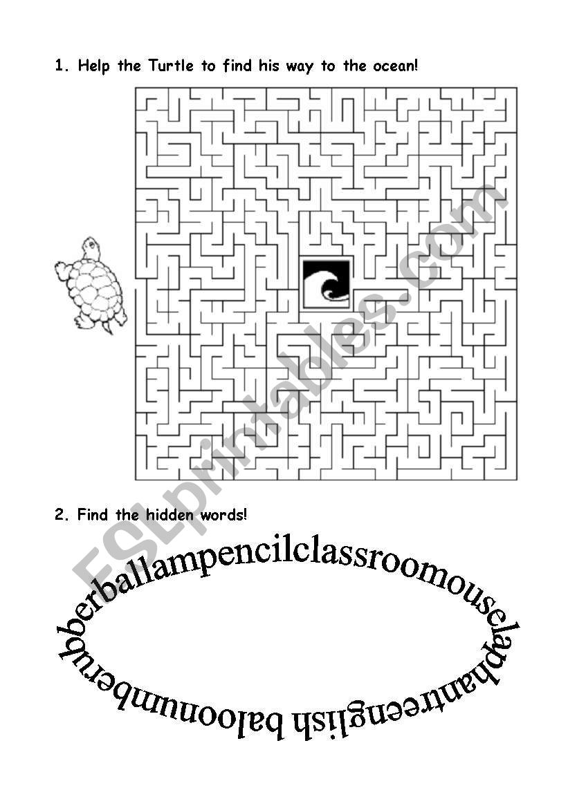 Maze And Word Search ESL Worksheet By Aritazake