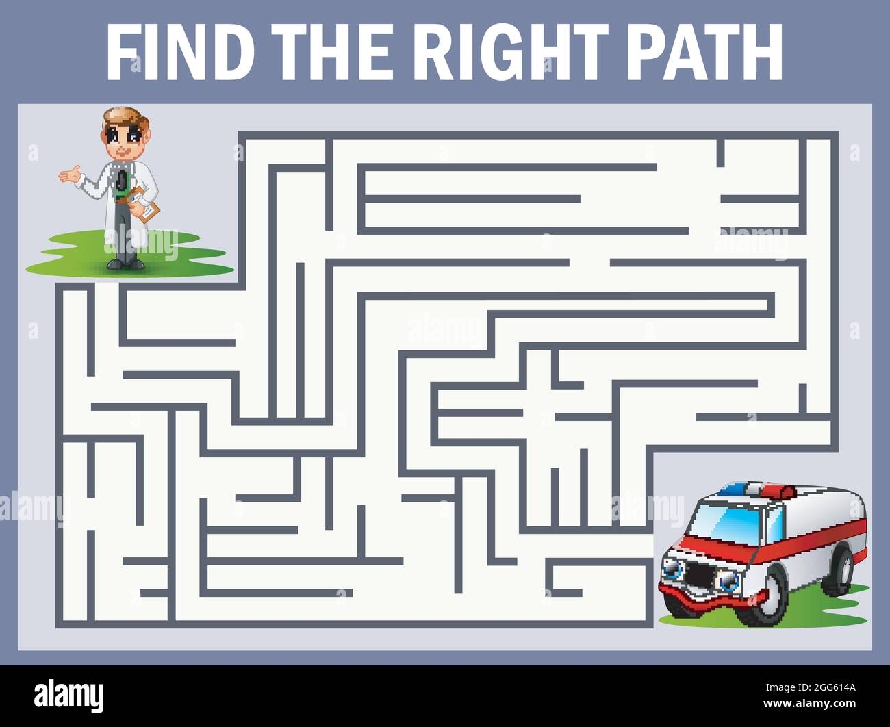 Maze Game Finds The Doctor Way To The Ambulance Stock Vector Image U0026 Art Alamy