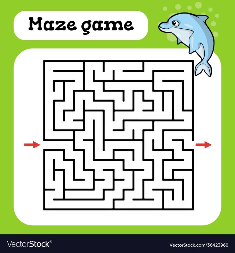 Maze Game For Children Cute Cartoon Worksheet Vector Image