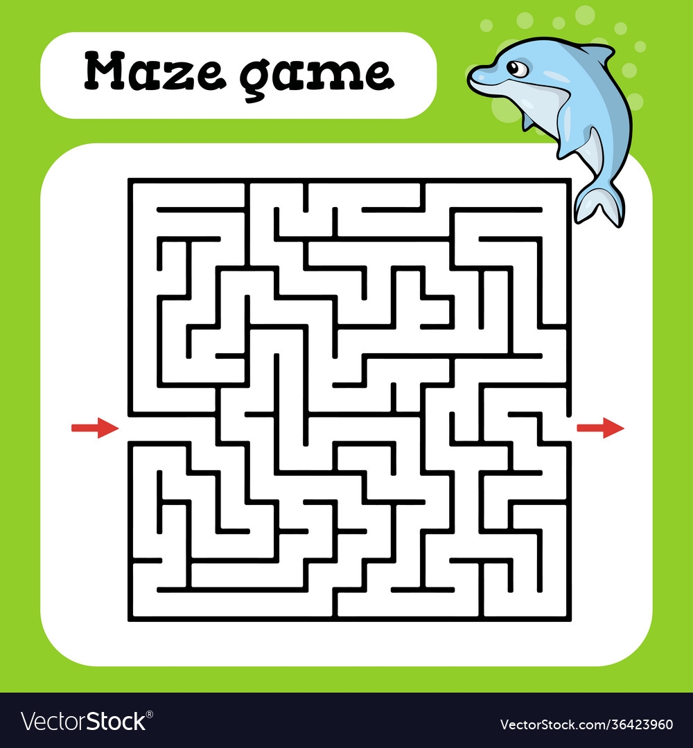 Maze Game For Children Cute Cartoon Worksheet Vector Image