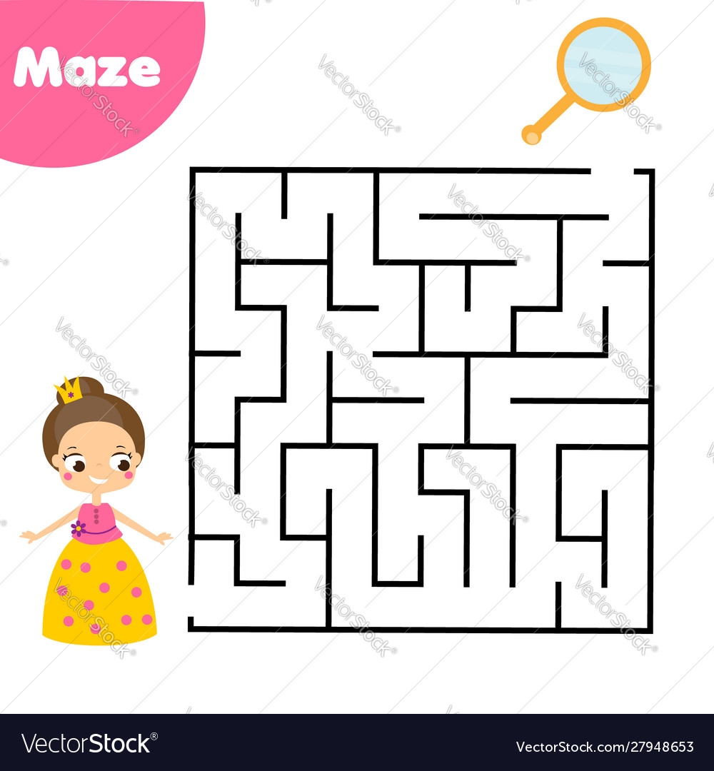 Maze Game Help Princess Find Mirror Activity Vector Image