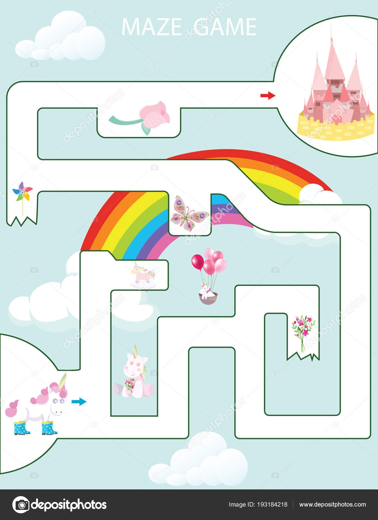 Maze Game Kids Printable Game Vector Illustration Preschool 