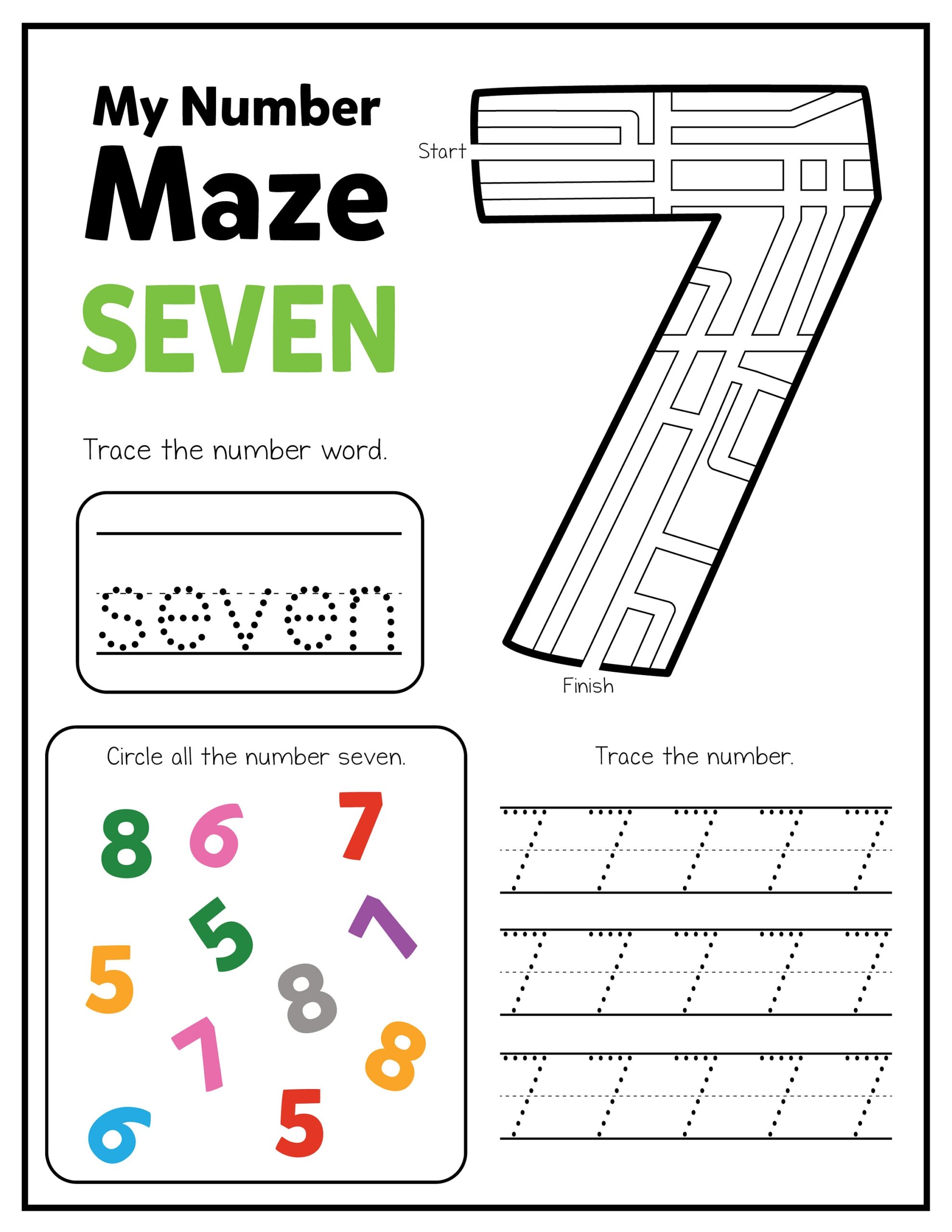 Maze Of Numbers 0 10 Worksheet Bundle Find Trace And Write The 