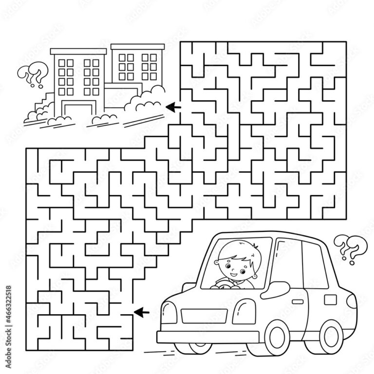 Maze Or Labyrinth Game Puzzle Coloring Page Outline Of Cartoon