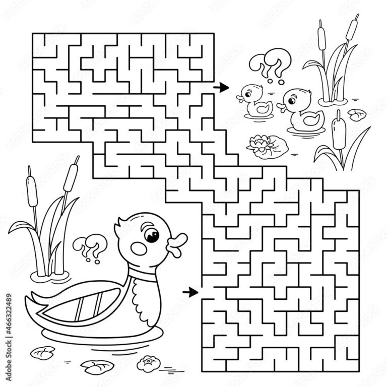 Maze Or Labyrinth Game Puzzle Coloring Page Outline Of Cartoon