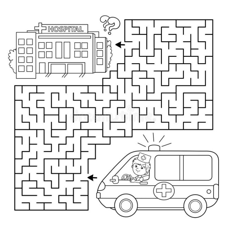 Maze Or Labyrinth Game Puzzle Coloring Page Outline Of Cartoon