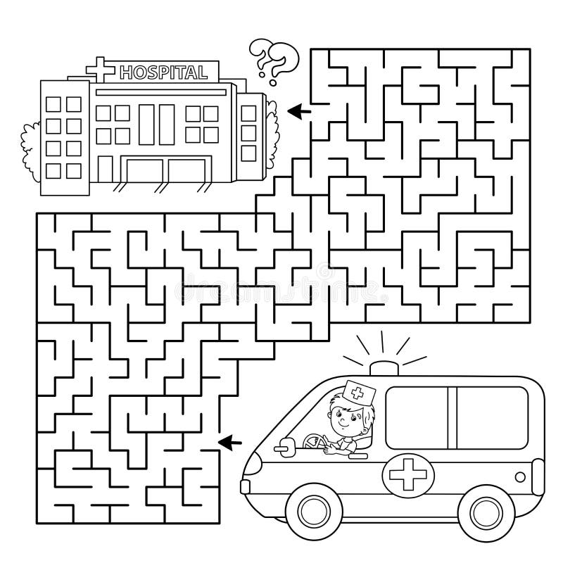 Maze Or Labyrinth Game Puzzle Coloring Page Outline Of Cartoon 