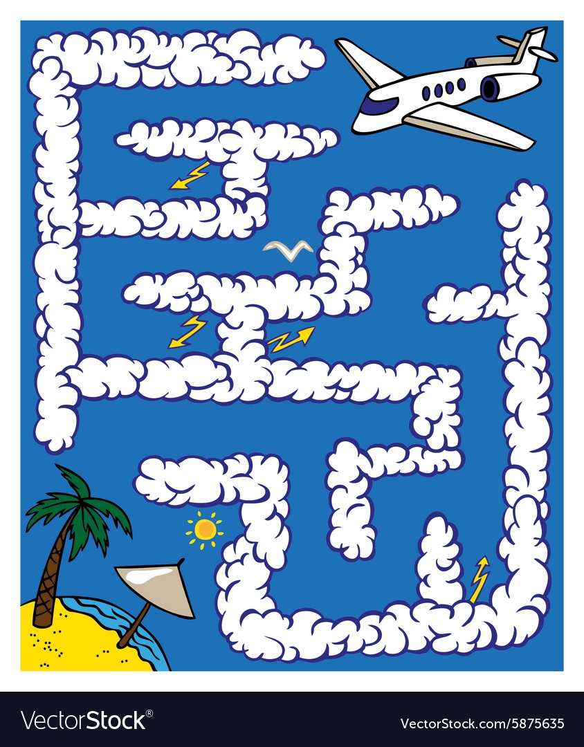 Maze Plane Journey Royalty Free Vector Image VectorStock