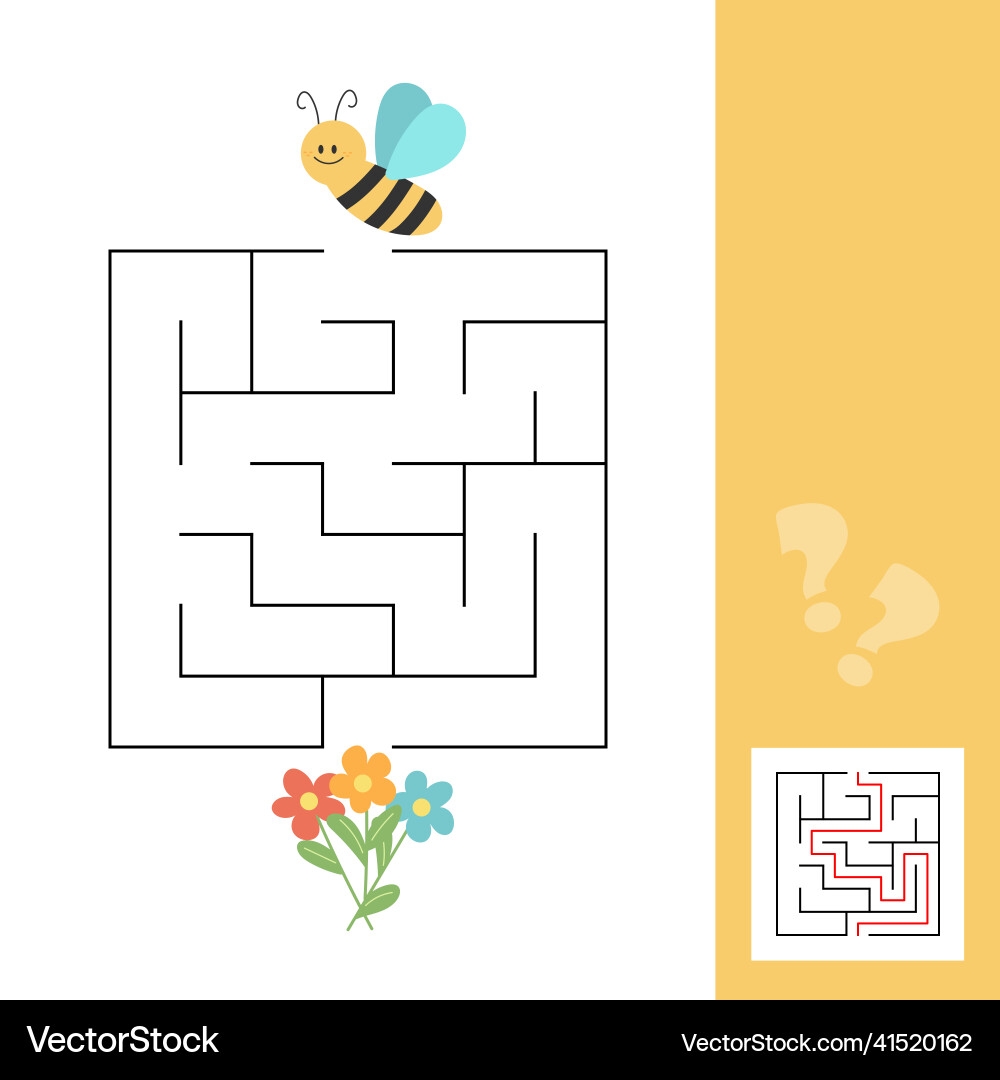 Maze Puzzle For Children Help Bee Find Flower Vector Image