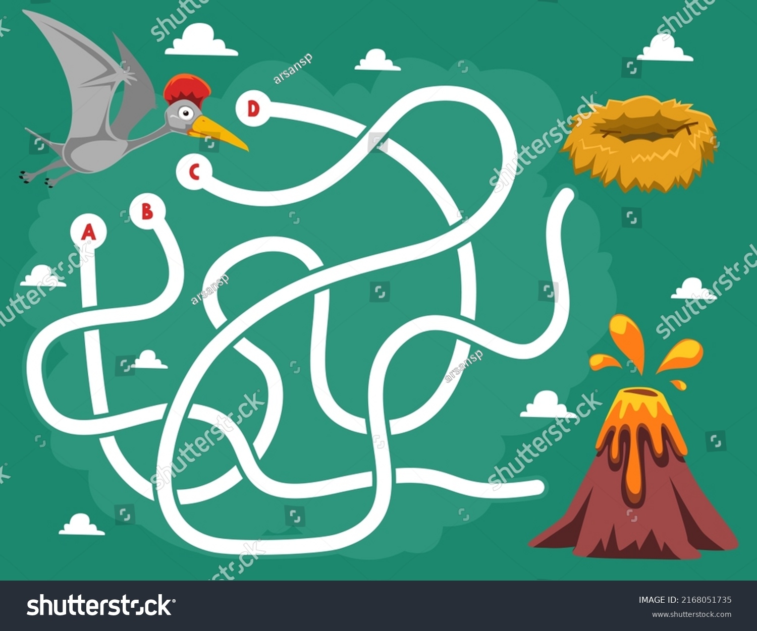 Maze Puzzle Game Children Cute Cartoon Stock Vector Royalty Free 2168051735 Shutterstock