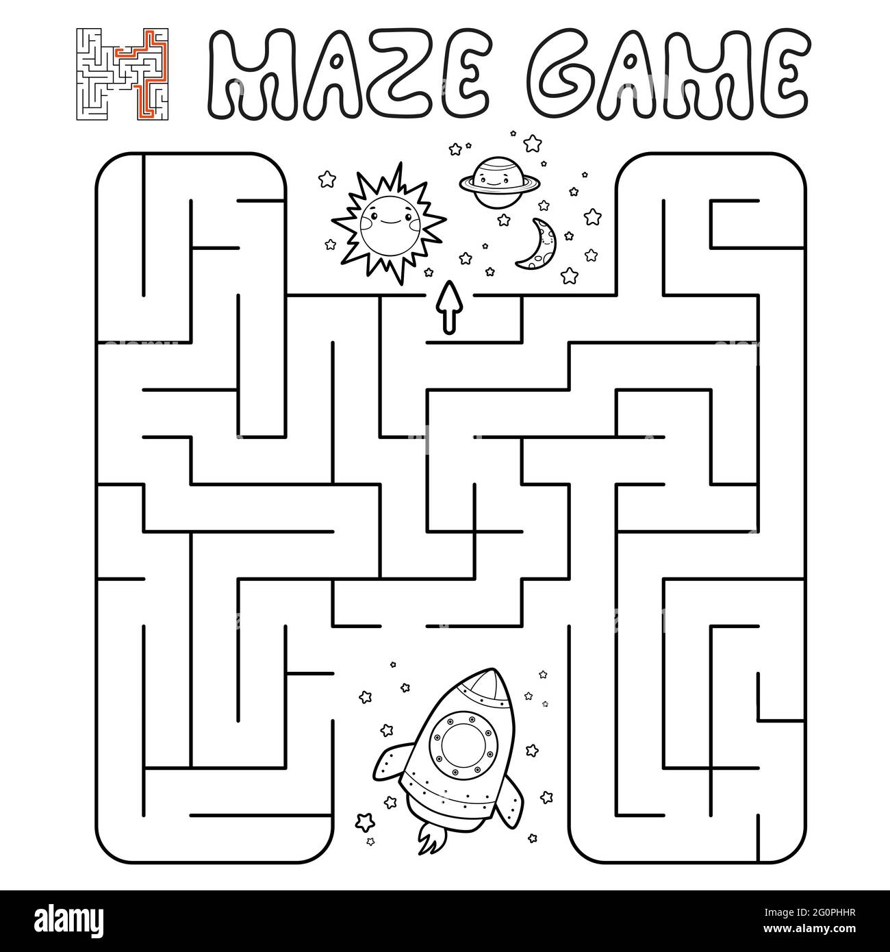 Maze Puzzle Game For Children Outline Maze Or Labyrinth Game With Rocket Vector Illustrations Stock Vector Image U0026 Art Alamy